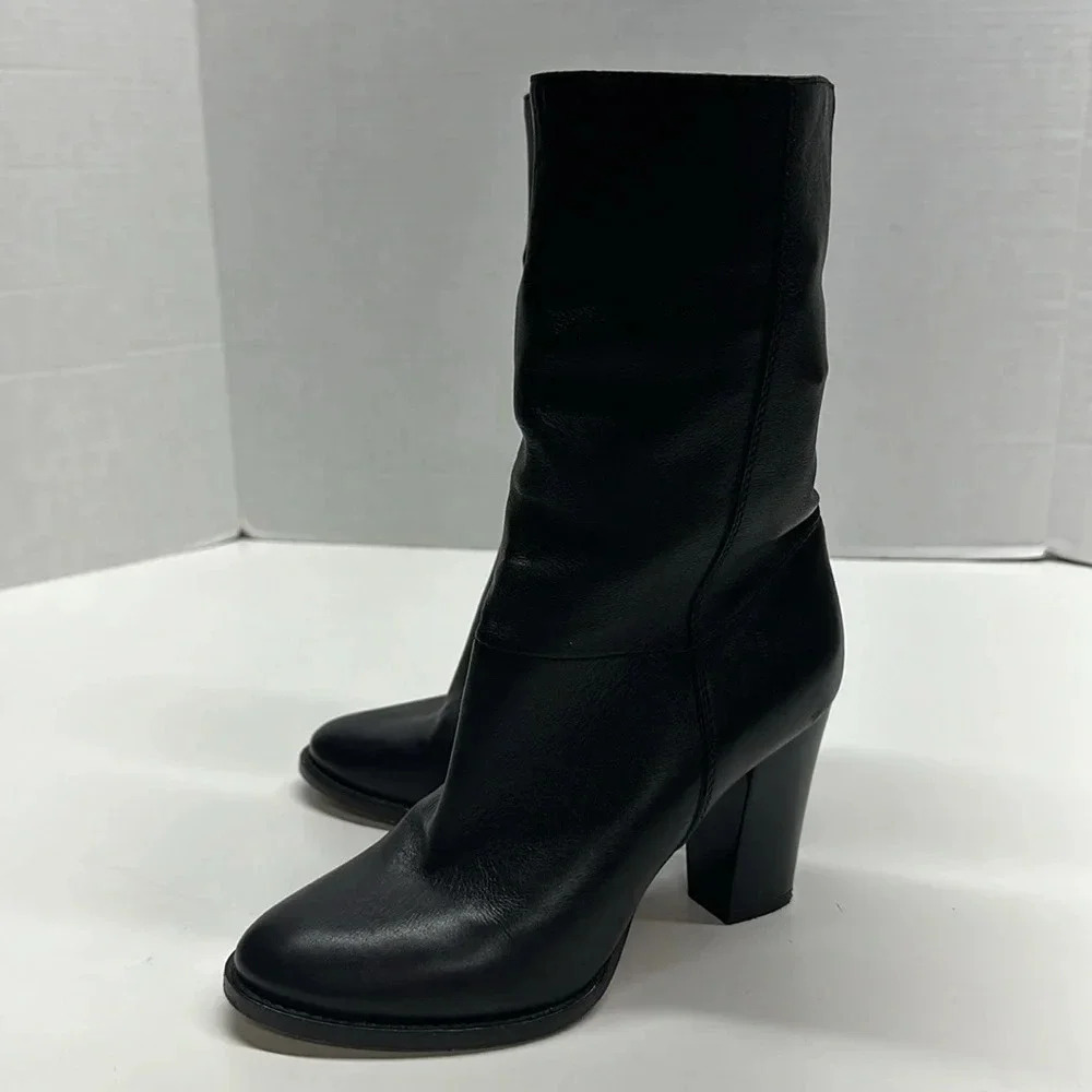 Jimmy Choo Boots High Heeled Boot Soft Vachetta Leather Pull On Black Size 6.5 - Picture 6 of 11